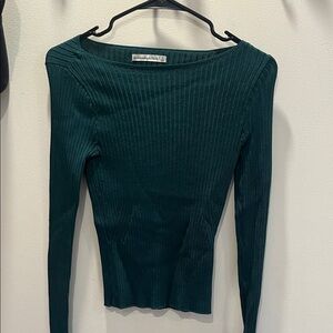 Abercrombie & Fitch Dark Green Ribbed Long Sleeve Top